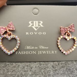Pink Bow Heart Earrings